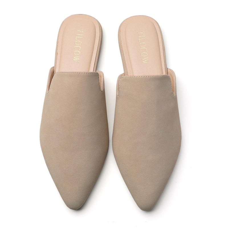 Tilocow Mules for Women Flats Pointed Toe Slip On Backless Loafers Flat Mule Business Casual Shoes Slides - Image 2
